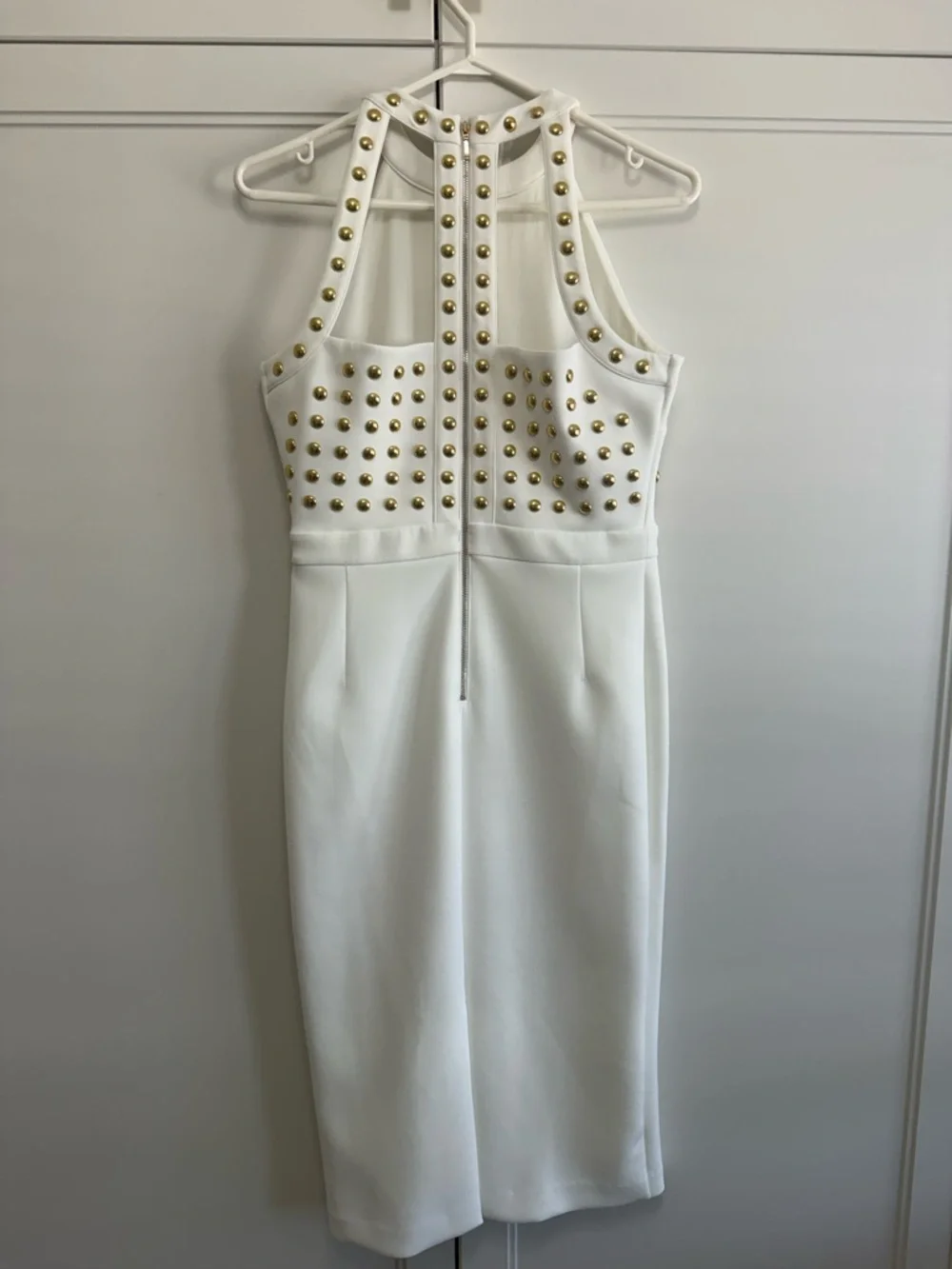 Marciano White Stud-Embellished Halter Midi Dress - Picture 4 of 8